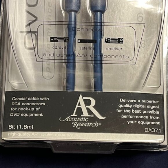 Acoustic Research High Quality Digital Audio Coaxial Cable 6 Ft. For DVD - Picture 3 of 4